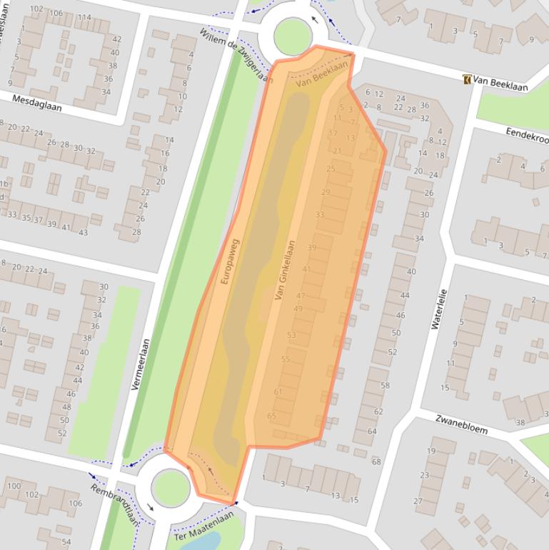Kaart van postcodegebied 3931WD.