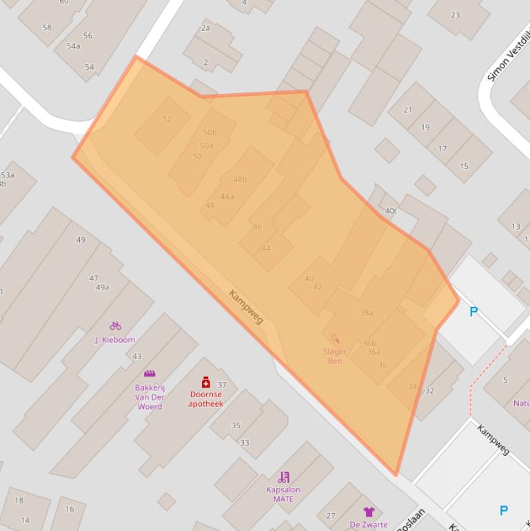 Kaart van postcodegebied 3941HJ.