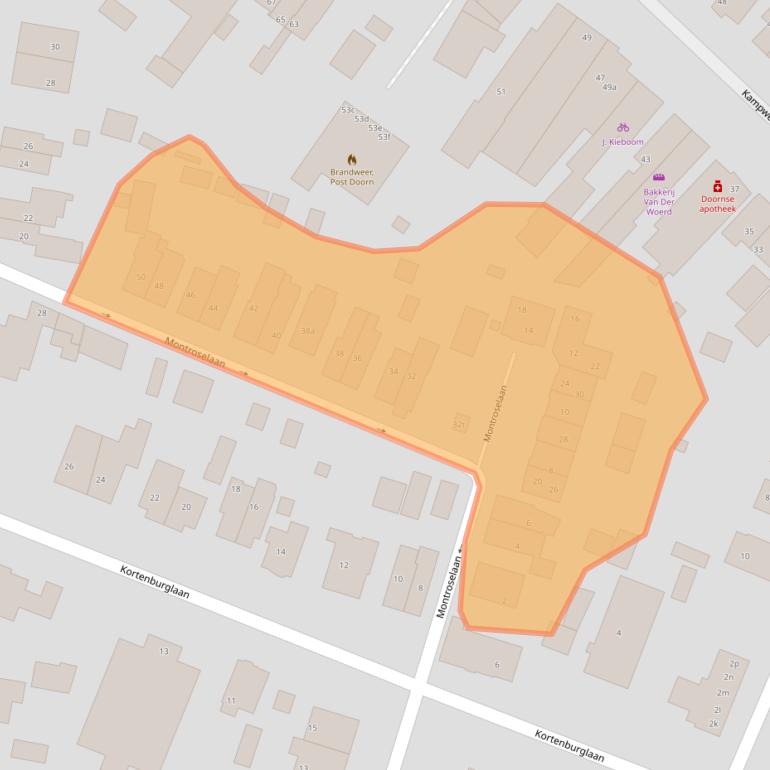 Kaart van postcodegebied 3941HN.