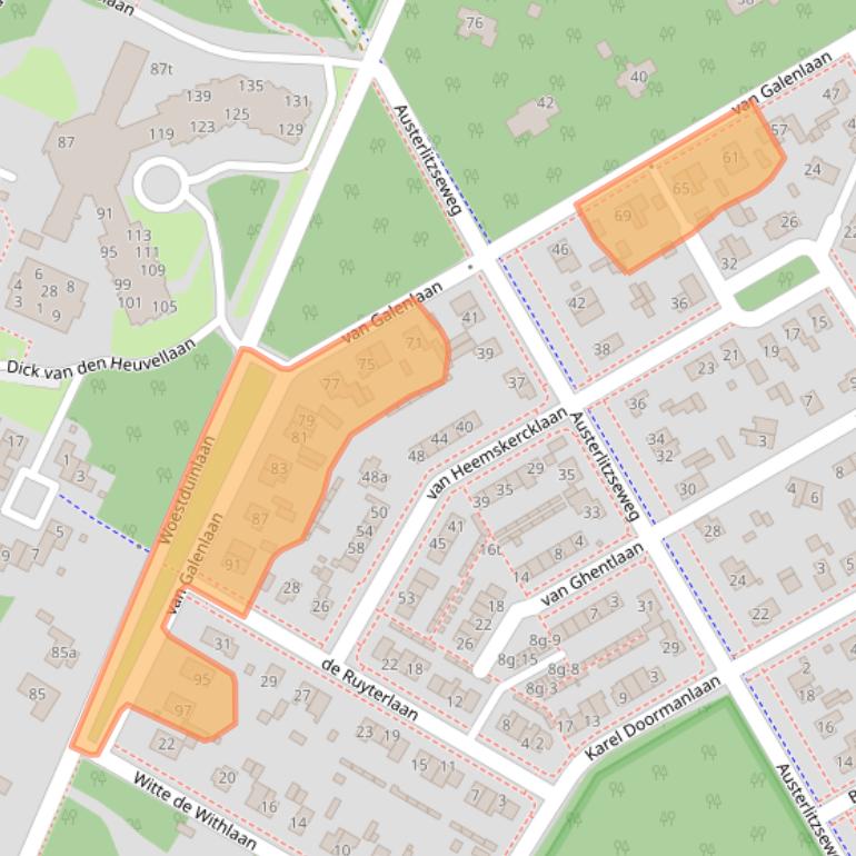 Kaart van postcodegebied 3941VC.