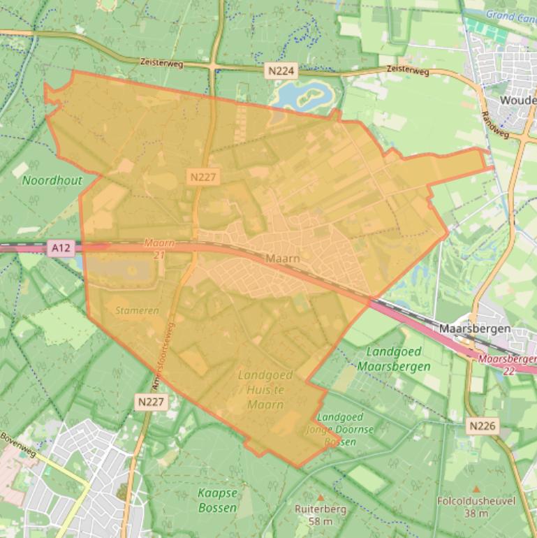 Kaart van postcodegebied 3951.