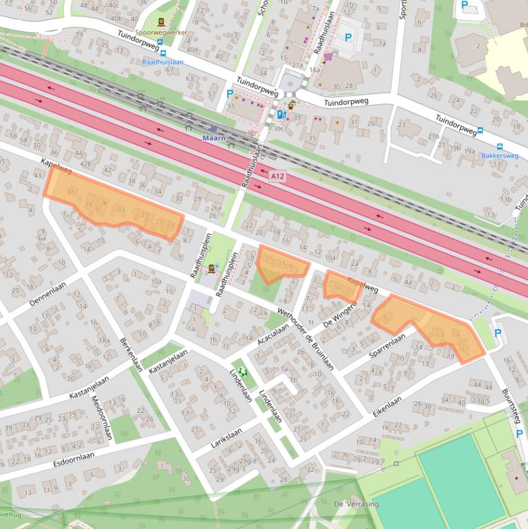 Kaart van postcodegebied 3951AA.