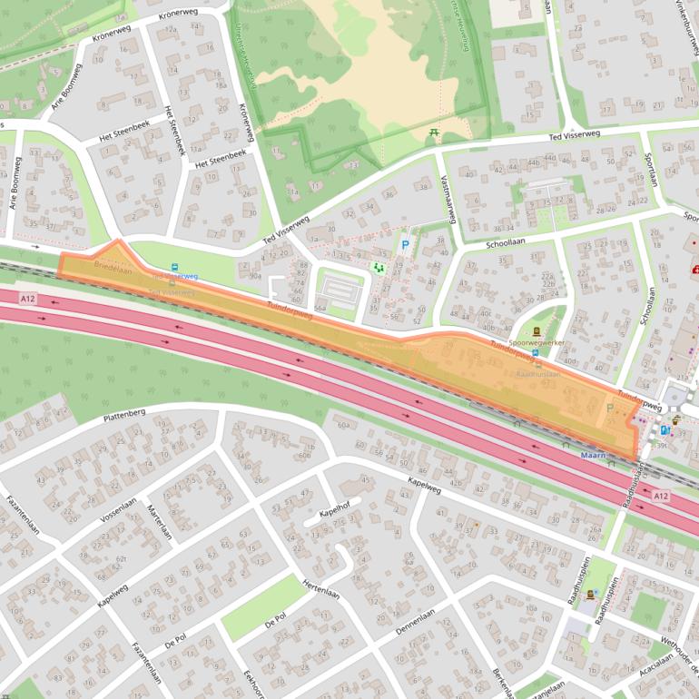 Kaart van postcodegebied 3951BE.