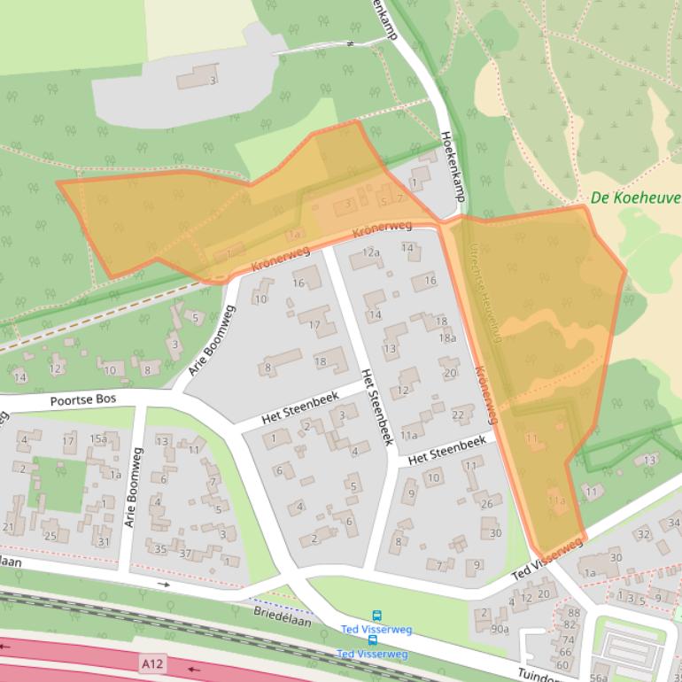 Kaart van postcodegebied 3951BP.