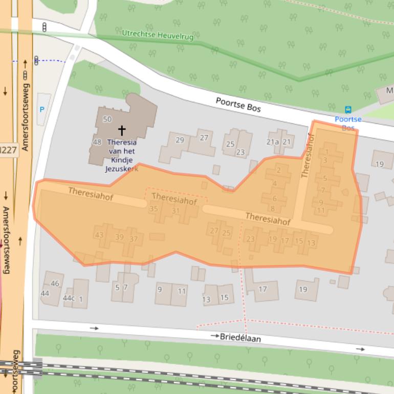 Kaart van postcodegebied 3951BZ.