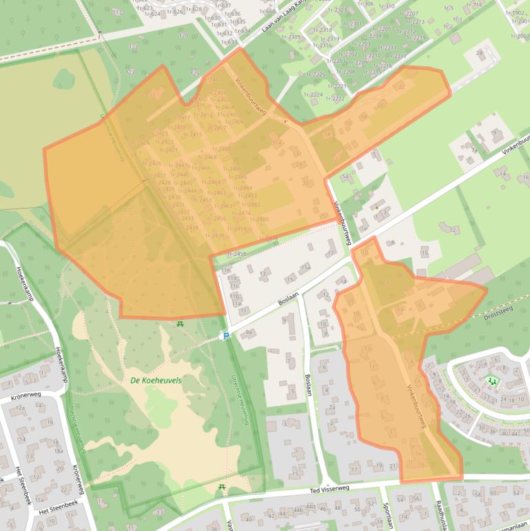 Kaart van postcodegebied 3951CA.