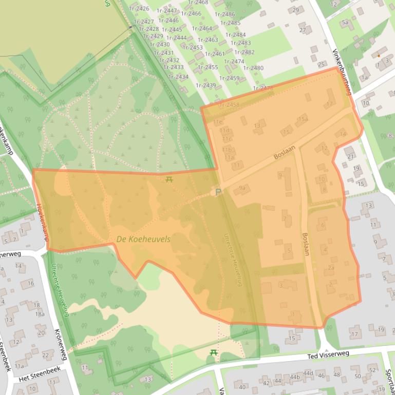 Kaart van postcodegebied 3951CB.