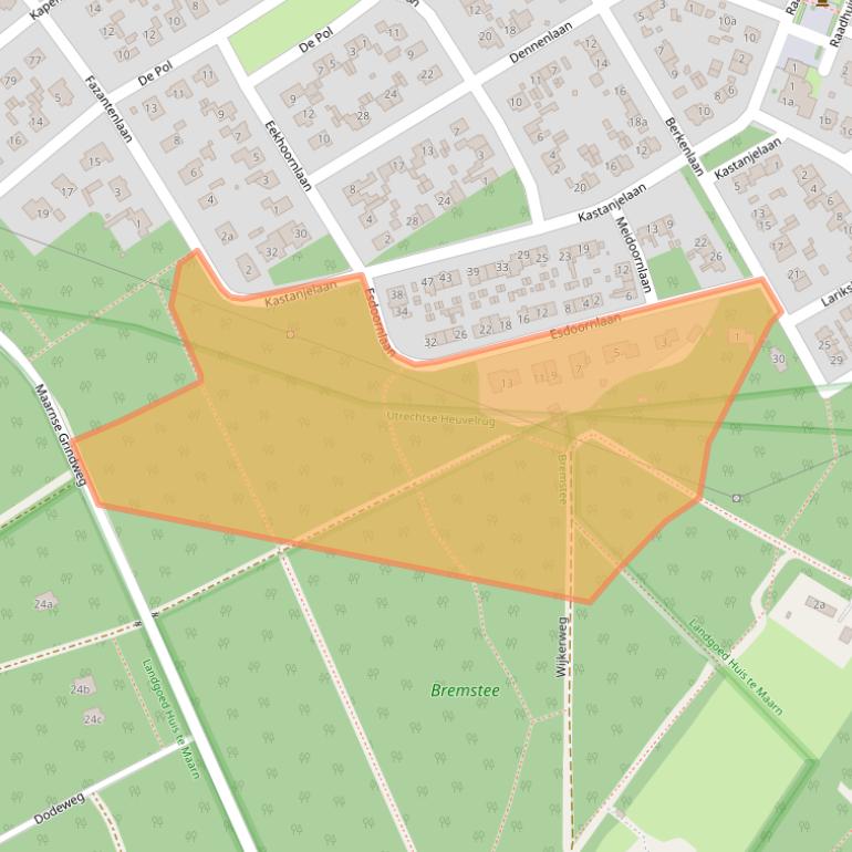 Kaart van postcodegebied 3951DB.