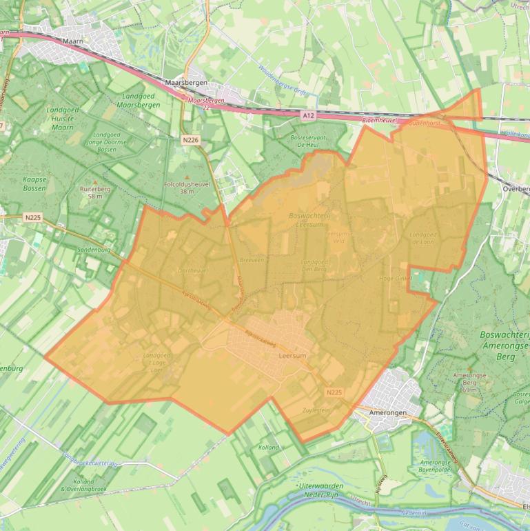 Kaart van postcodegebied 3956.