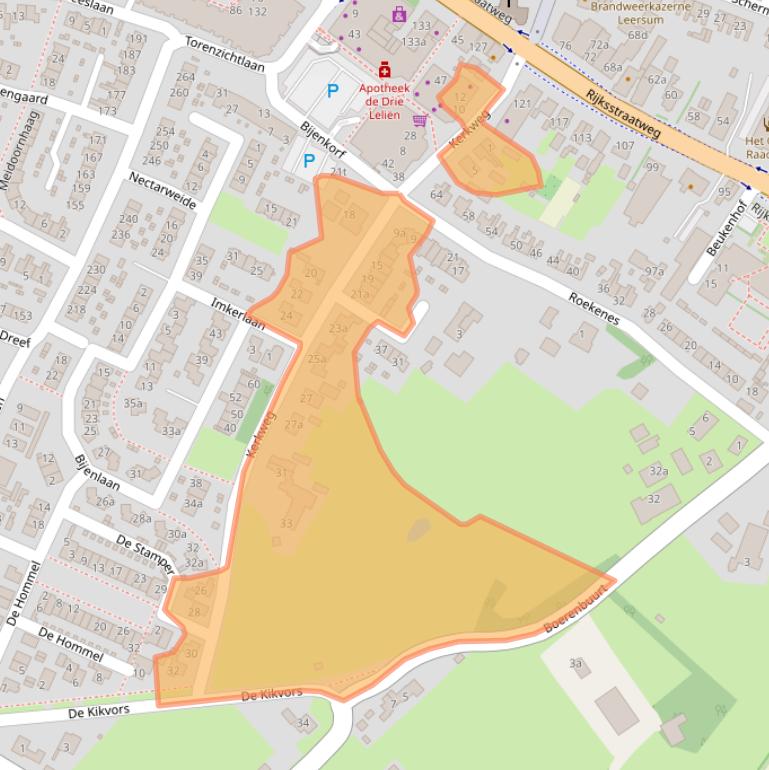 Kaart van postcodegebied 3956RT.