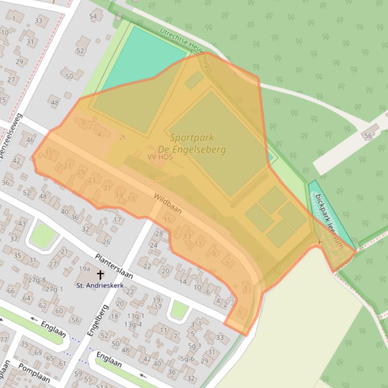 Kaart van postcodegebied 3956VZ.