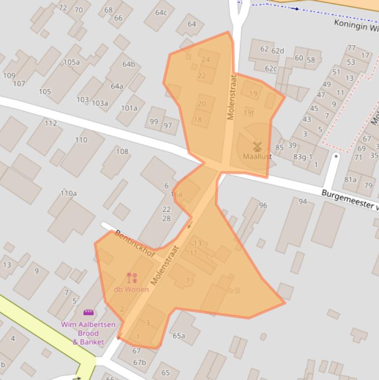 Kaart van postcodegebied 3958BW.