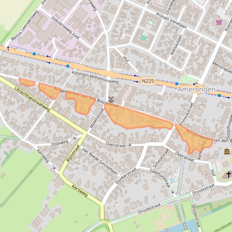 Kaart van postcodegebied 3958CE.