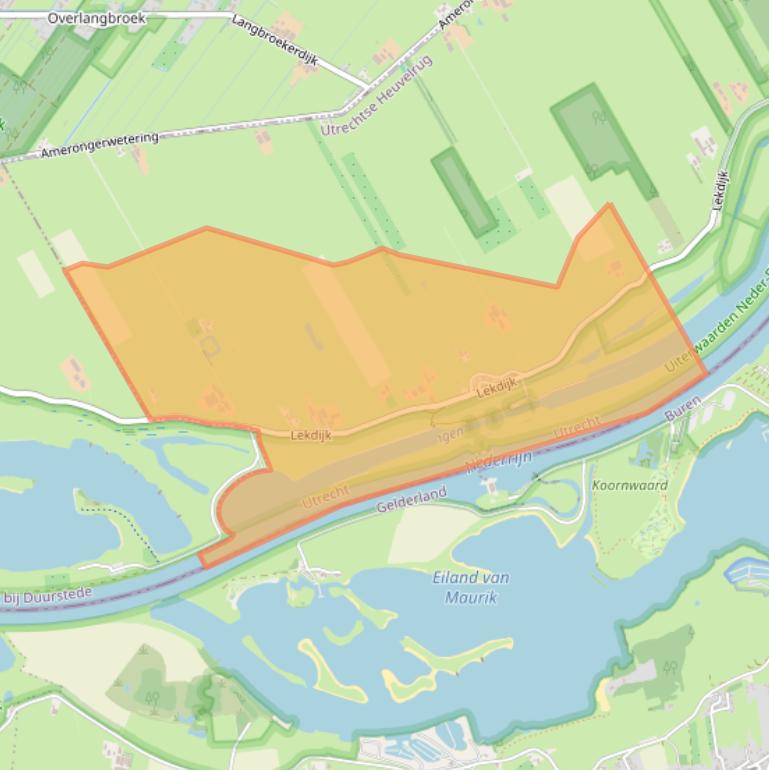 Kaart van postcodegebied 3958NE.