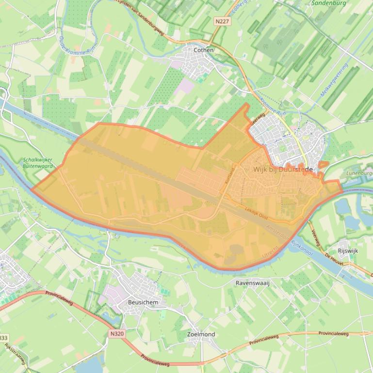 Kaart van postcodegebied 3961.