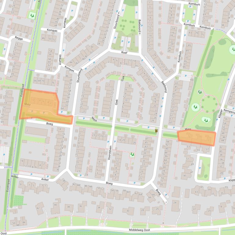 Kaart van postcodegebied 3961JW.