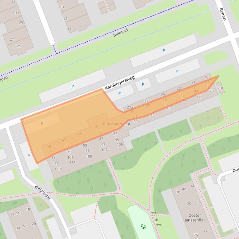 Kaart van postcodegebied 3962AB.