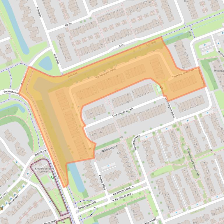 Kaart van postcodegebied 3962AT.