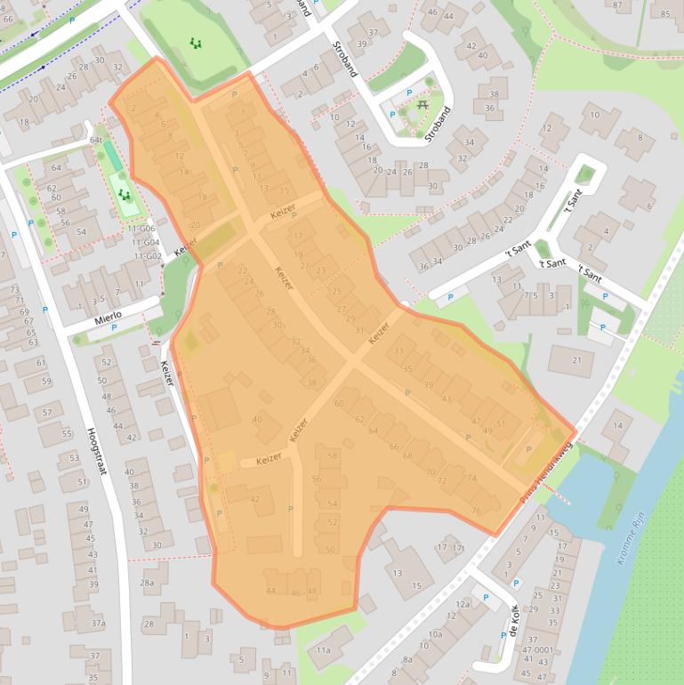 Kaart van postcodegebied 3962EZ.