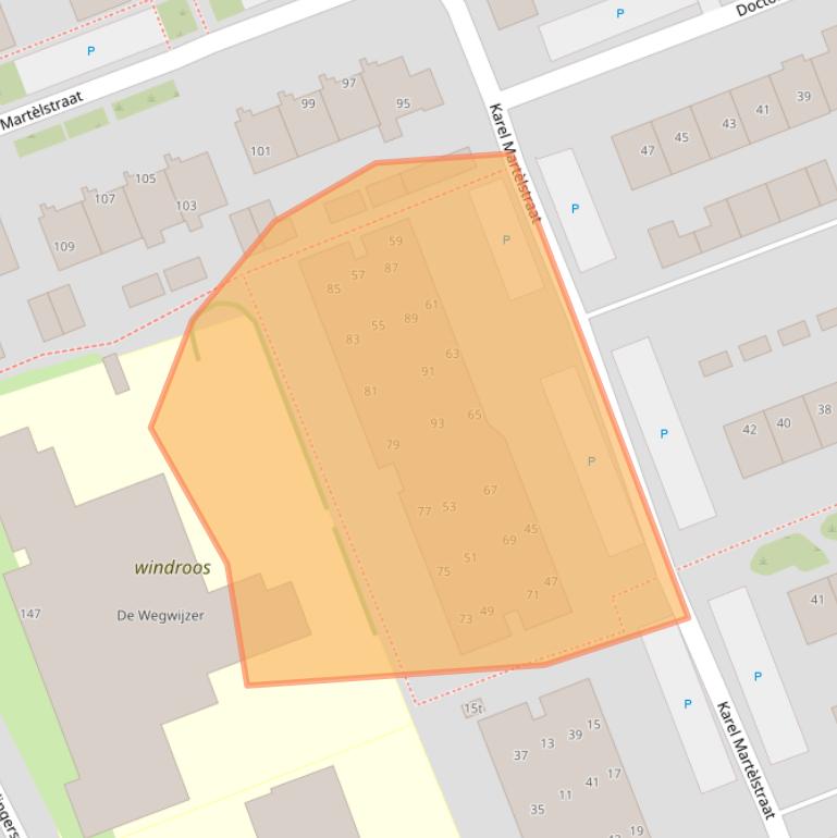 Kaart van postcodegebied 3962VB.