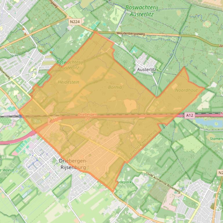 Kaart van postcodegebied 3971.