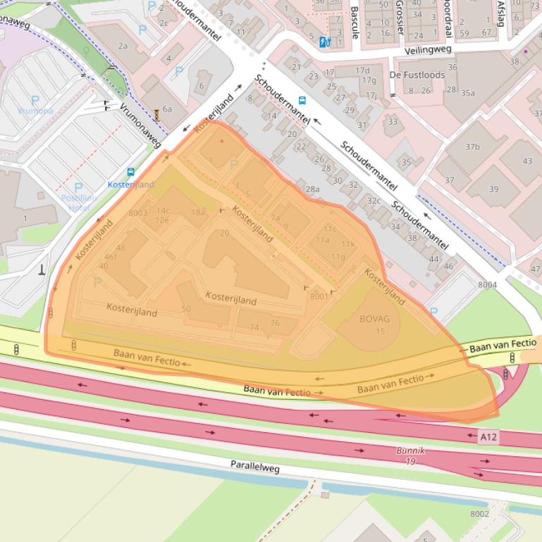 Kaart van postcodegebied 3981AJ.