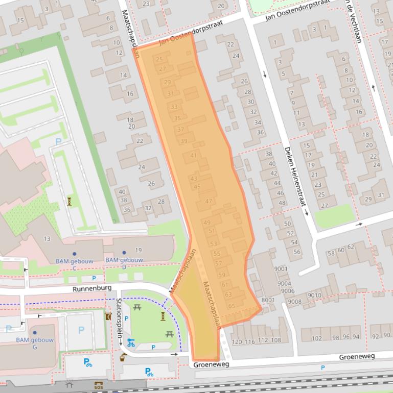 Kaart van postcodegebied 3981AW.