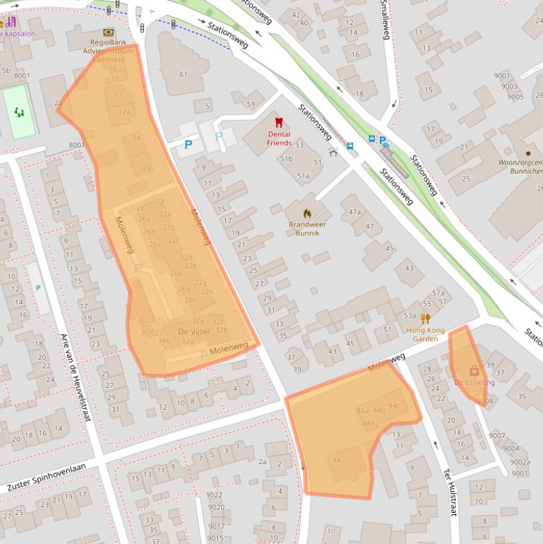 Kaart van postcodegebied 3981CC.