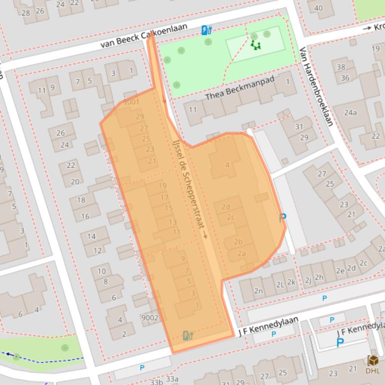 Kaart van postcodegebied 3981EZ.