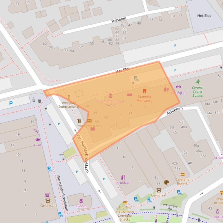 Kaart van postcodegebied 3981KB.