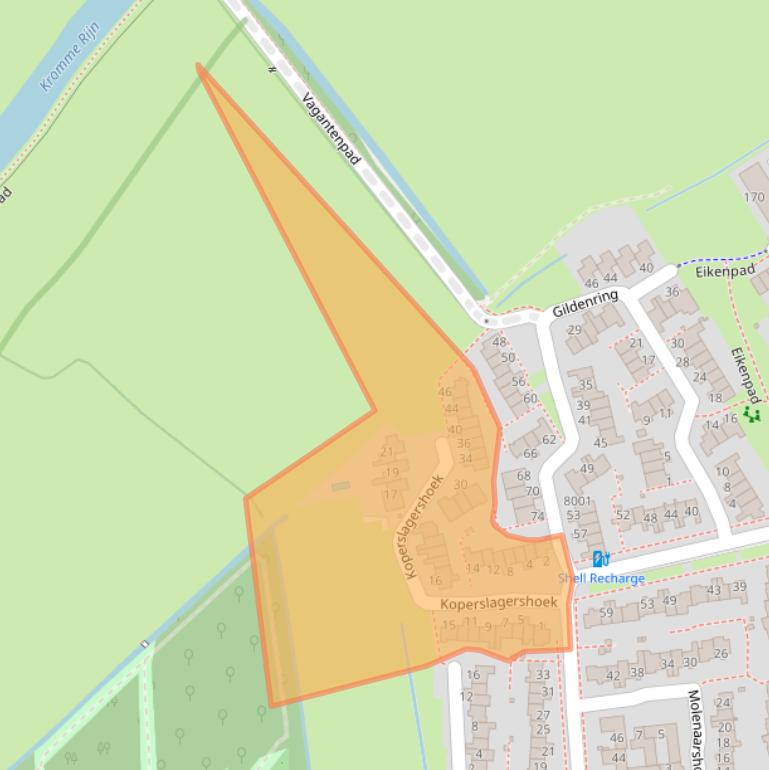 Kaart van postcodegebied 3981SB.