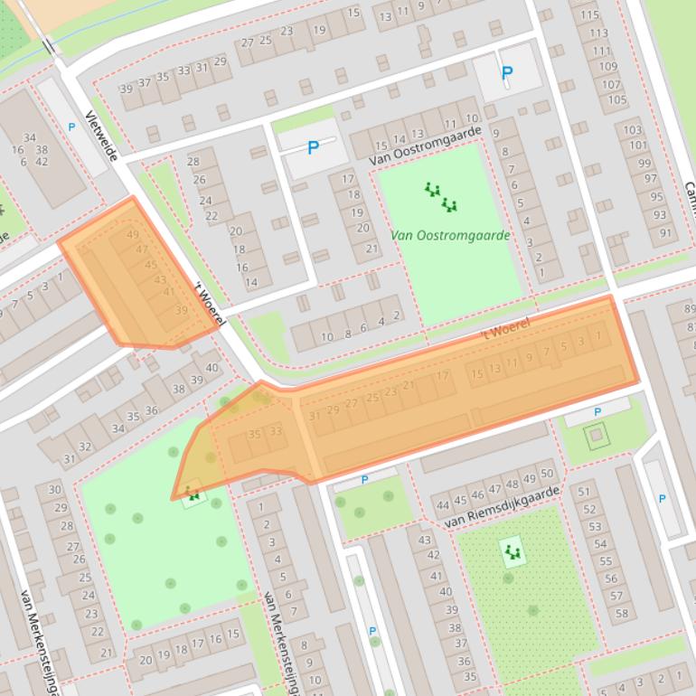 Kaart van postcodegebied 3981XJ.