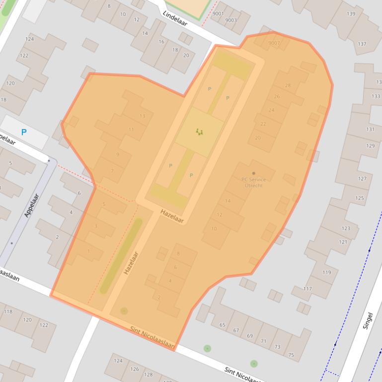 Kaart van postcodegebied 3984AJ.