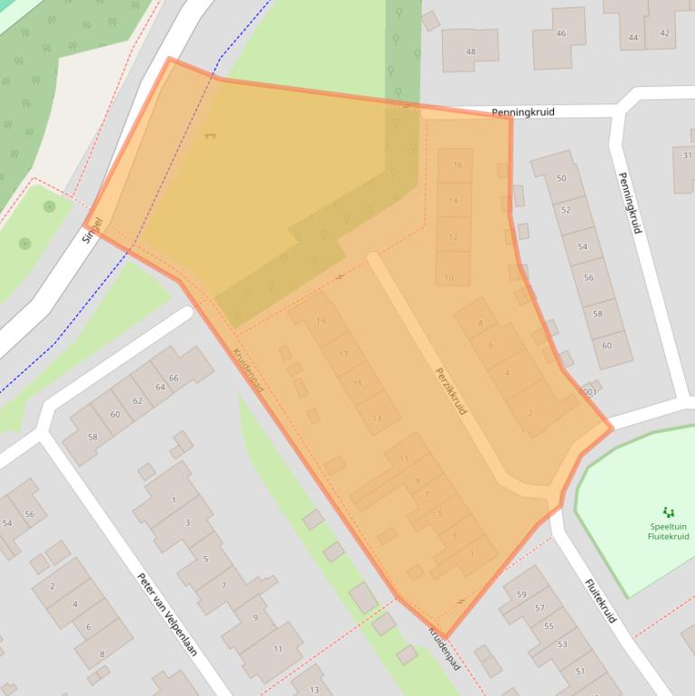 Kaart van postcodegebied 3984BE.