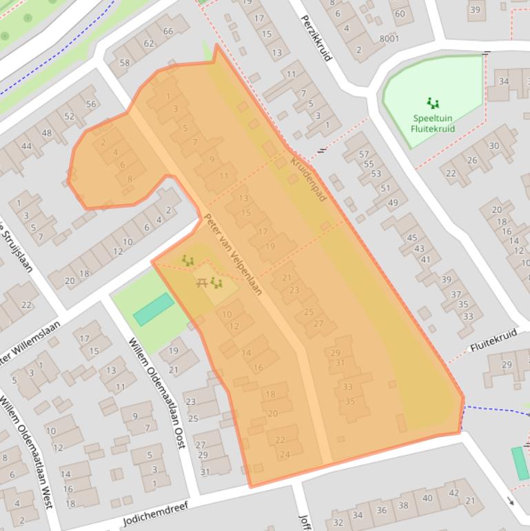 Kaart van postcodegebied 3984BN.