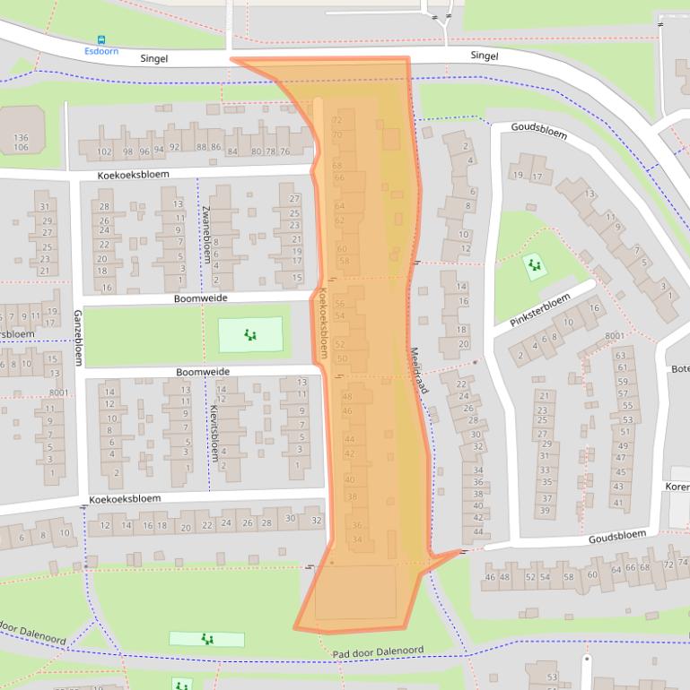 Kaart van postcodegebied 3984CC.