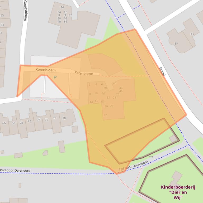 Kaart van postcodegebied 3984CS.