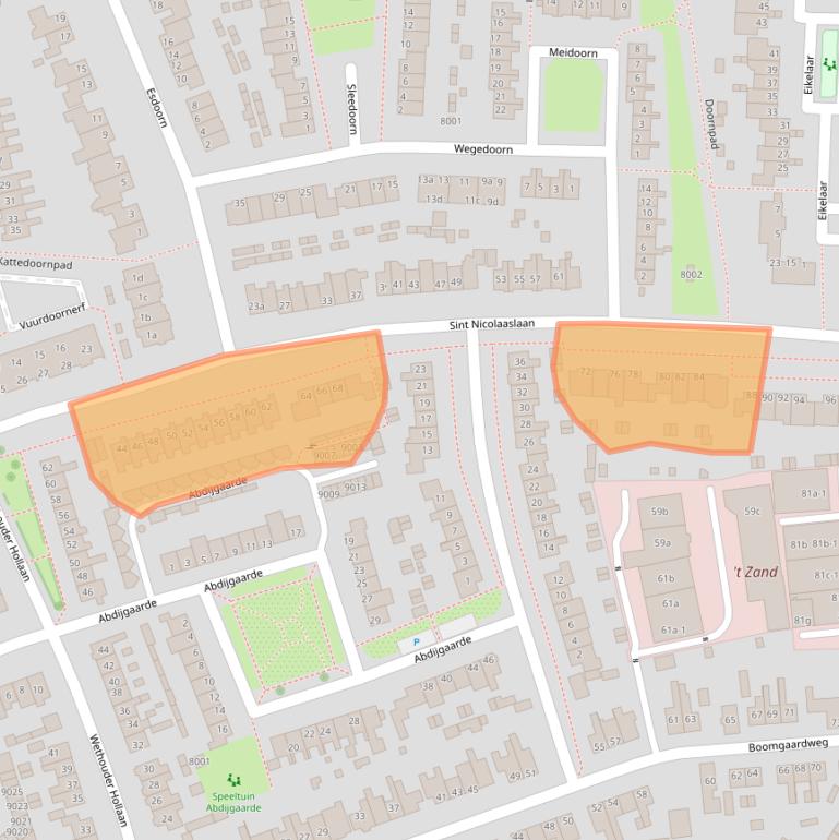Kaart van postcodegebied 3984JC.