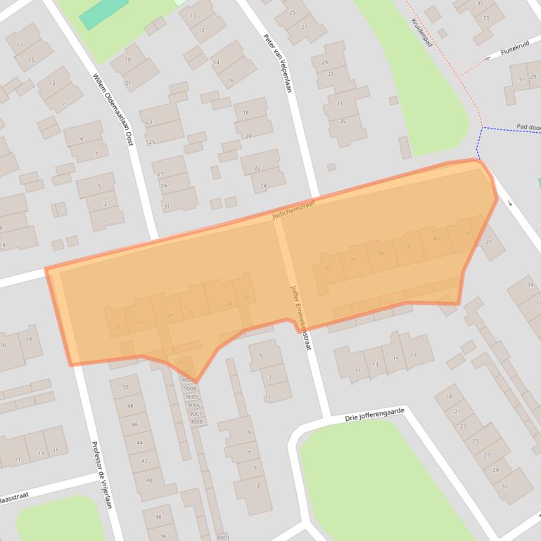 Kaart van postcodegebied 3984JT.