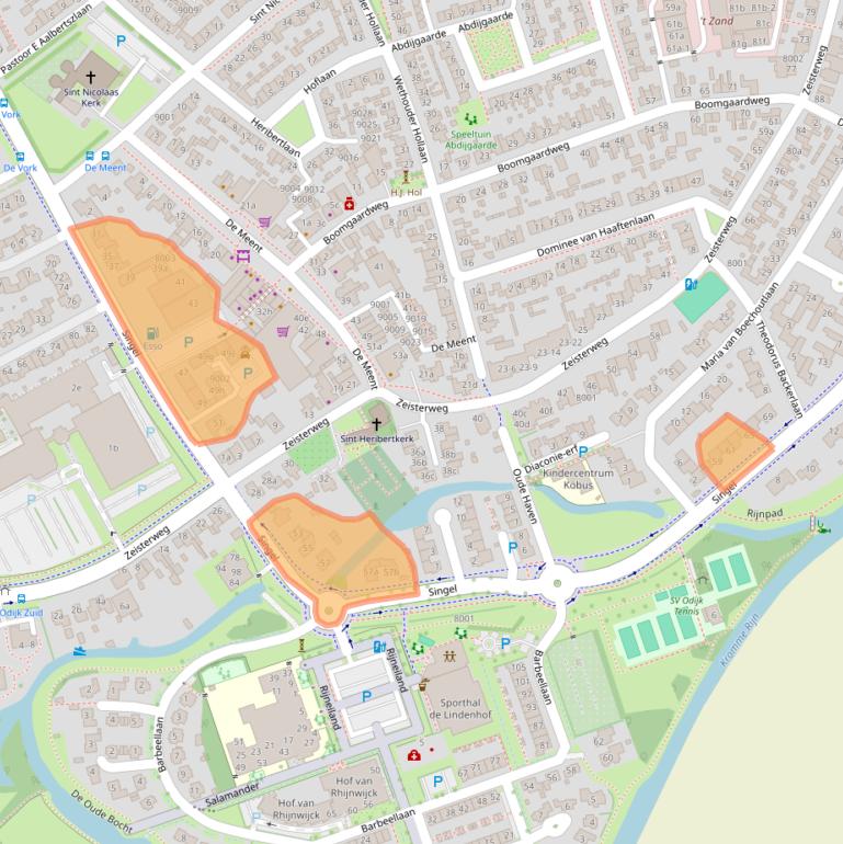 Kaart van postcodegebied 3984NV.