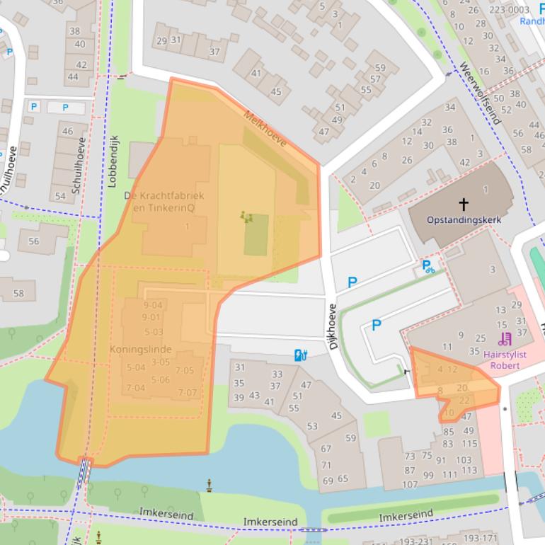 Kaart van postcodegebied 3992XV.