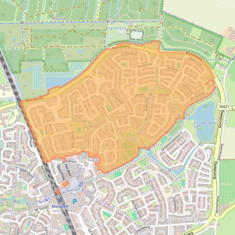 Kaart van postcodegebied 3993.