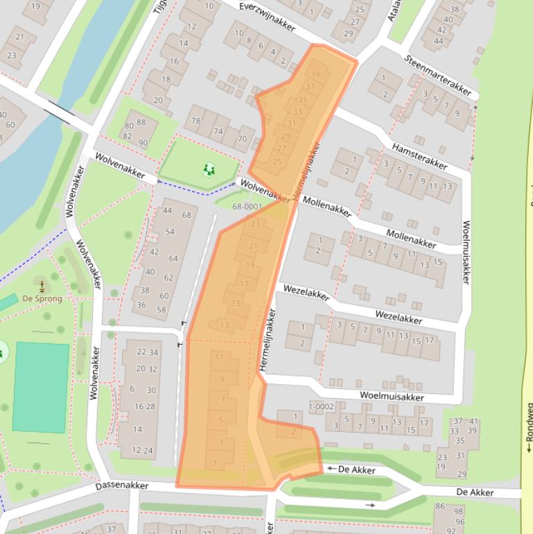 Kaart van postcodegebied 3994EA.