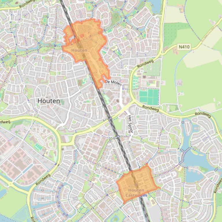 Kaartafbeelding, ingezoomd op postcodegebied 3995.