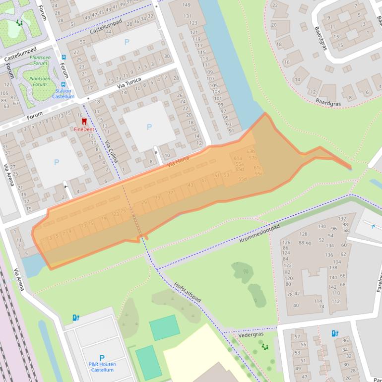 Kaart van postcodegebied 3995ZN.