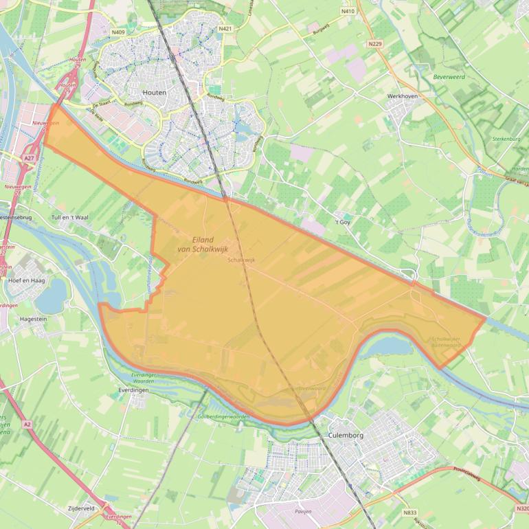Kaart van postcodegebied 3998.
