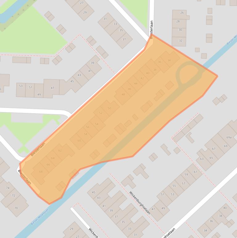 Kaart van postcodegebied 3998KL.