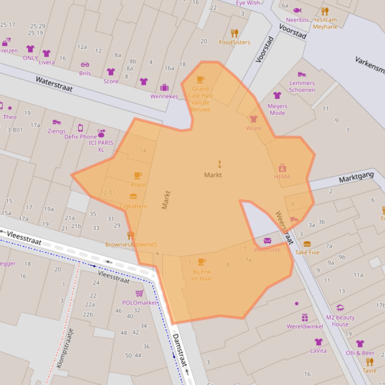 Kaart van postcodegebied 4001AS.