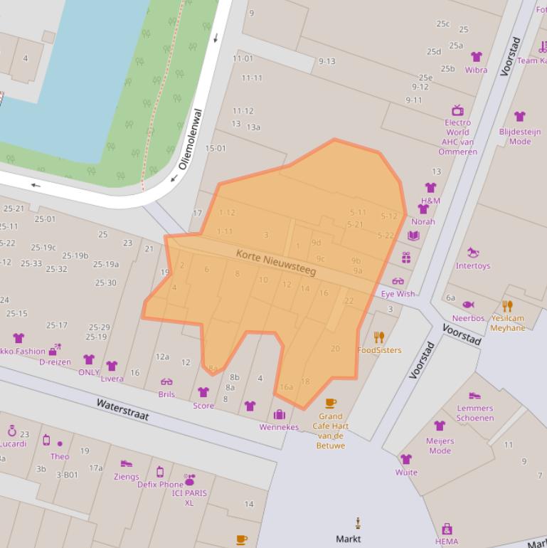 Kaart van postcodegebied 4001BA.