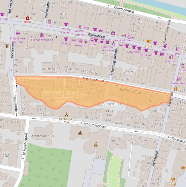 Kaart van postcodegebied 4001BD.